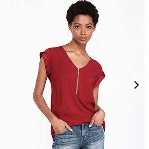 Express Silky Zip Front Gramercy Tee